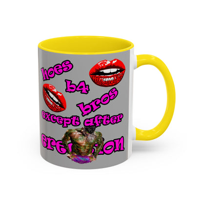 hoes b4 bros - Accent Mug (light grey)