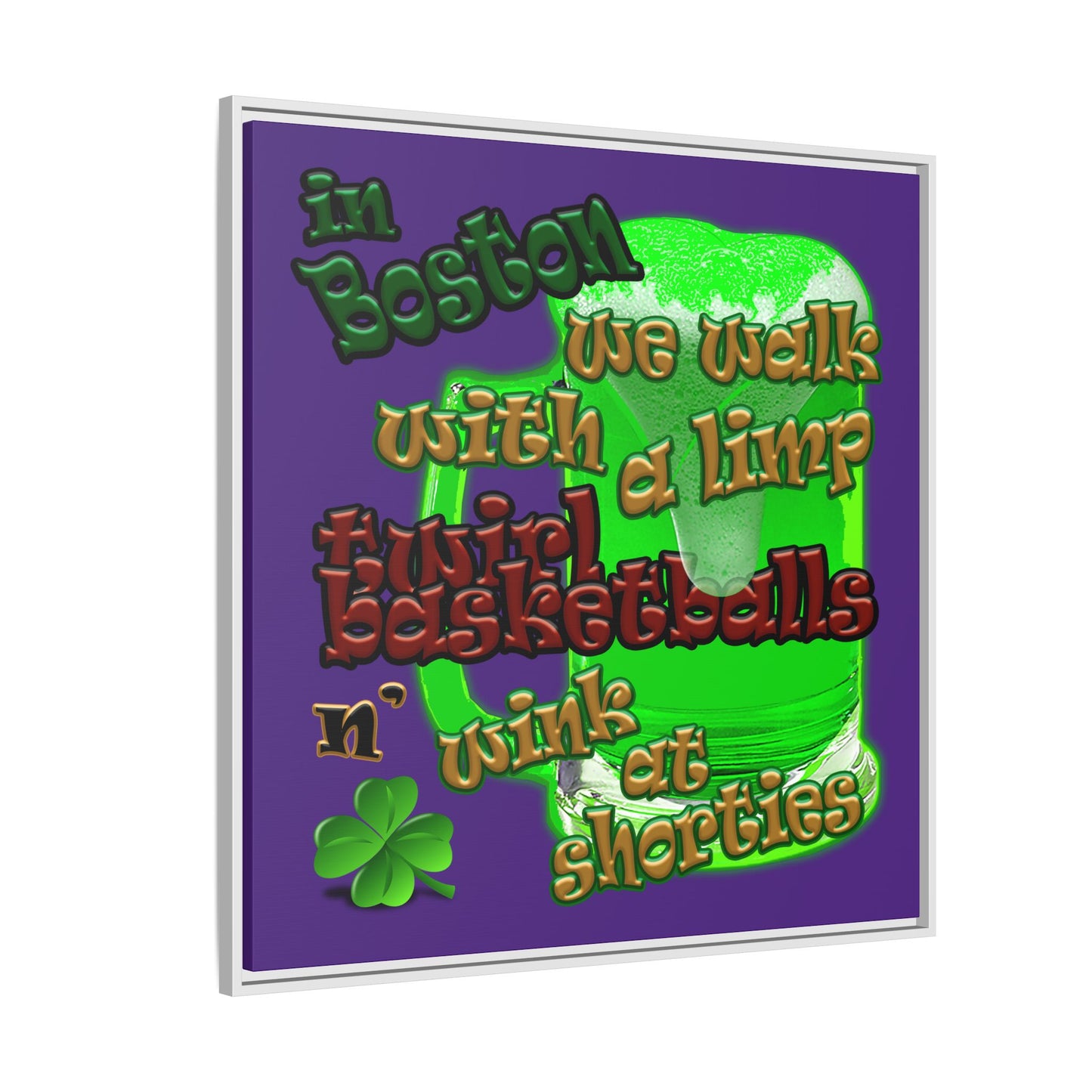celtics logo - framed canvas art (purple)