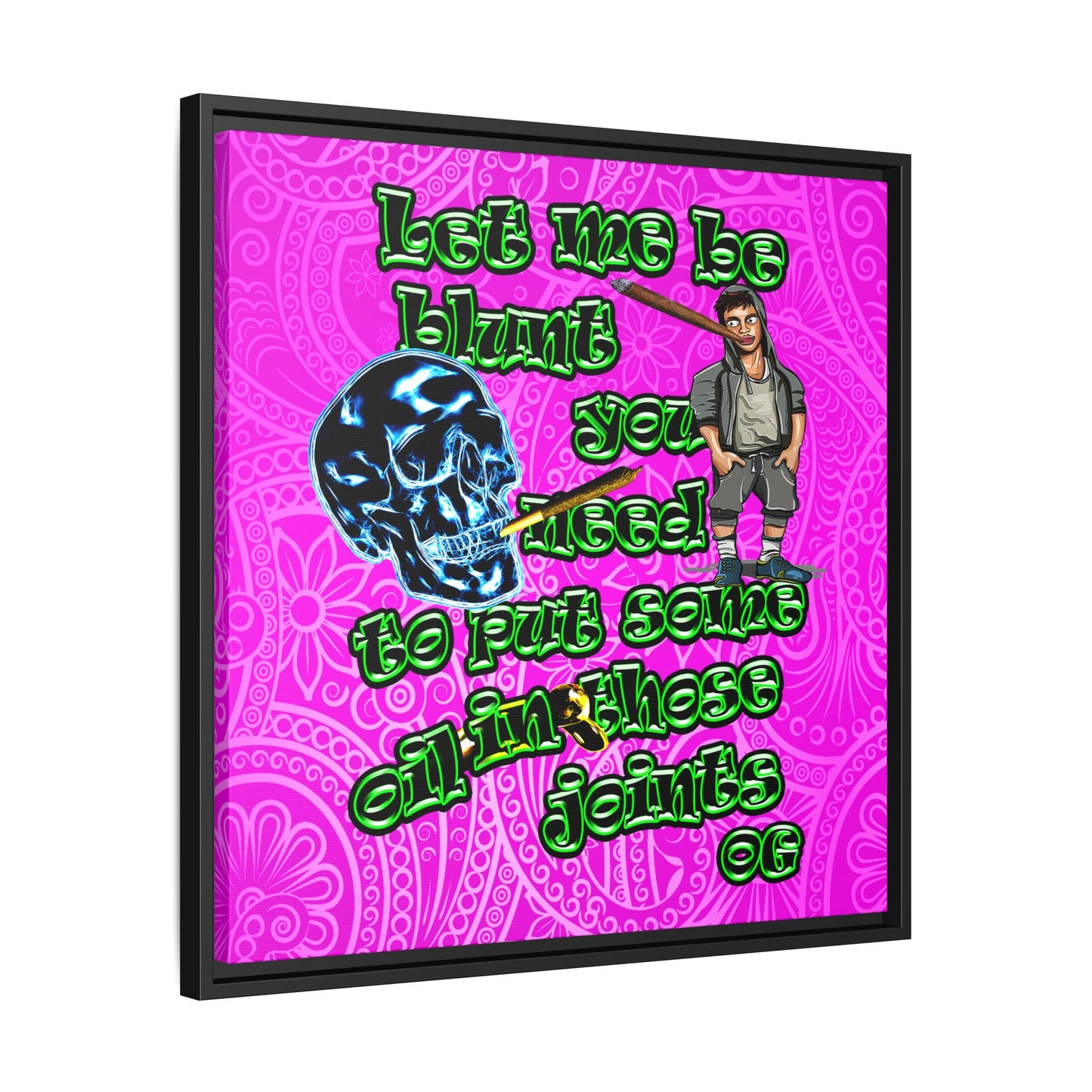 og - framed canvas art (pink swirl)