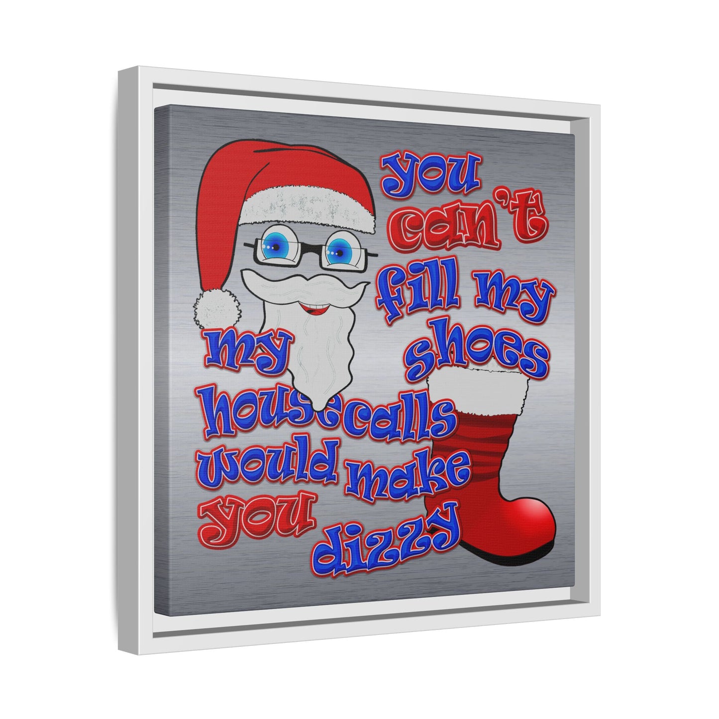 santa's shoes - framed canvas art (brushed nickel)