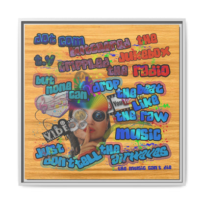 drop the beat - framed canvas art (butterscotch wood finish)
