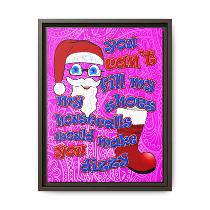 santa's shoes - framed canvas art (pink swirl)