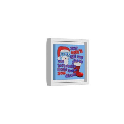 santa's shoes - framed canvas art (light blue)