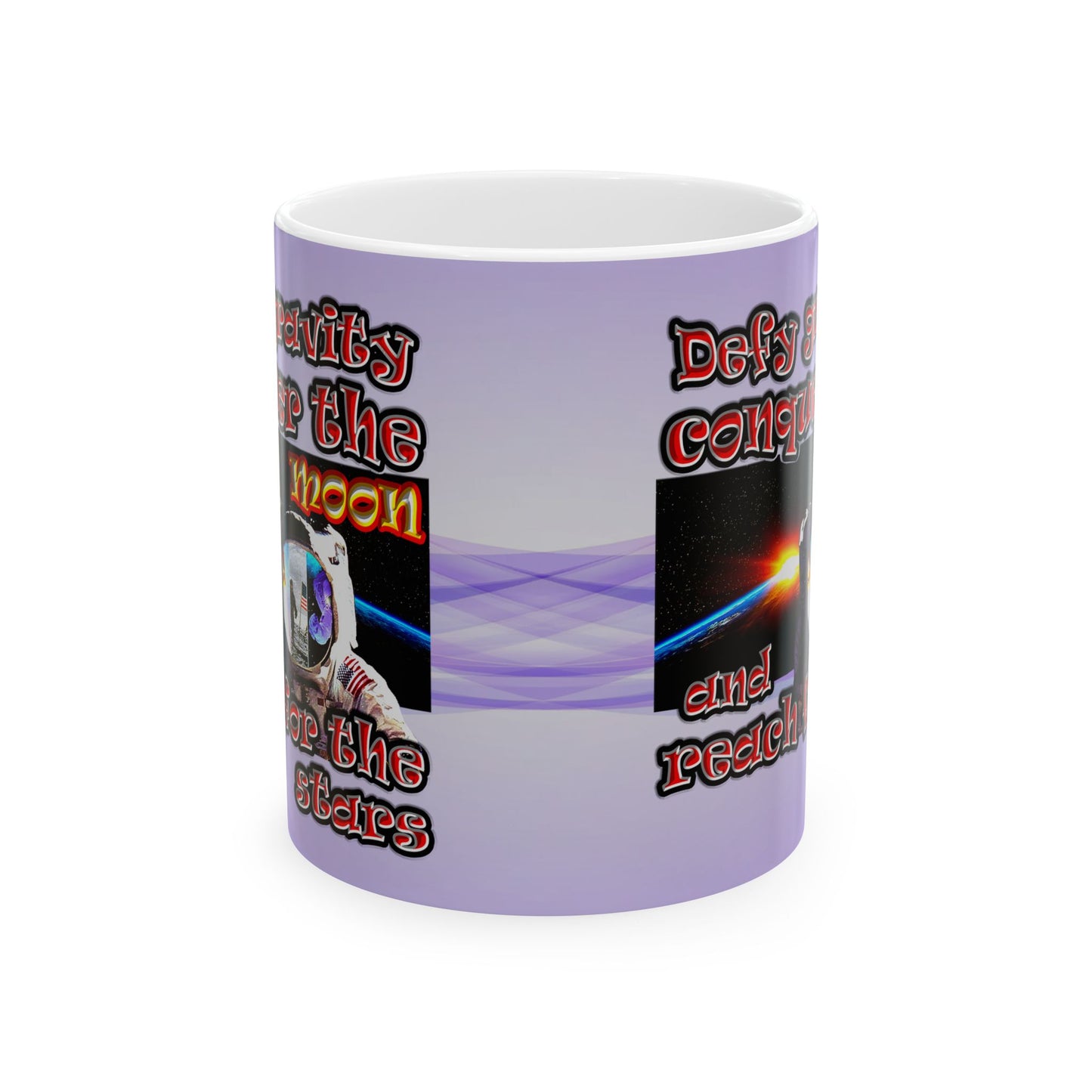 defy conquer reach - White Mug (light blue-pink wave)