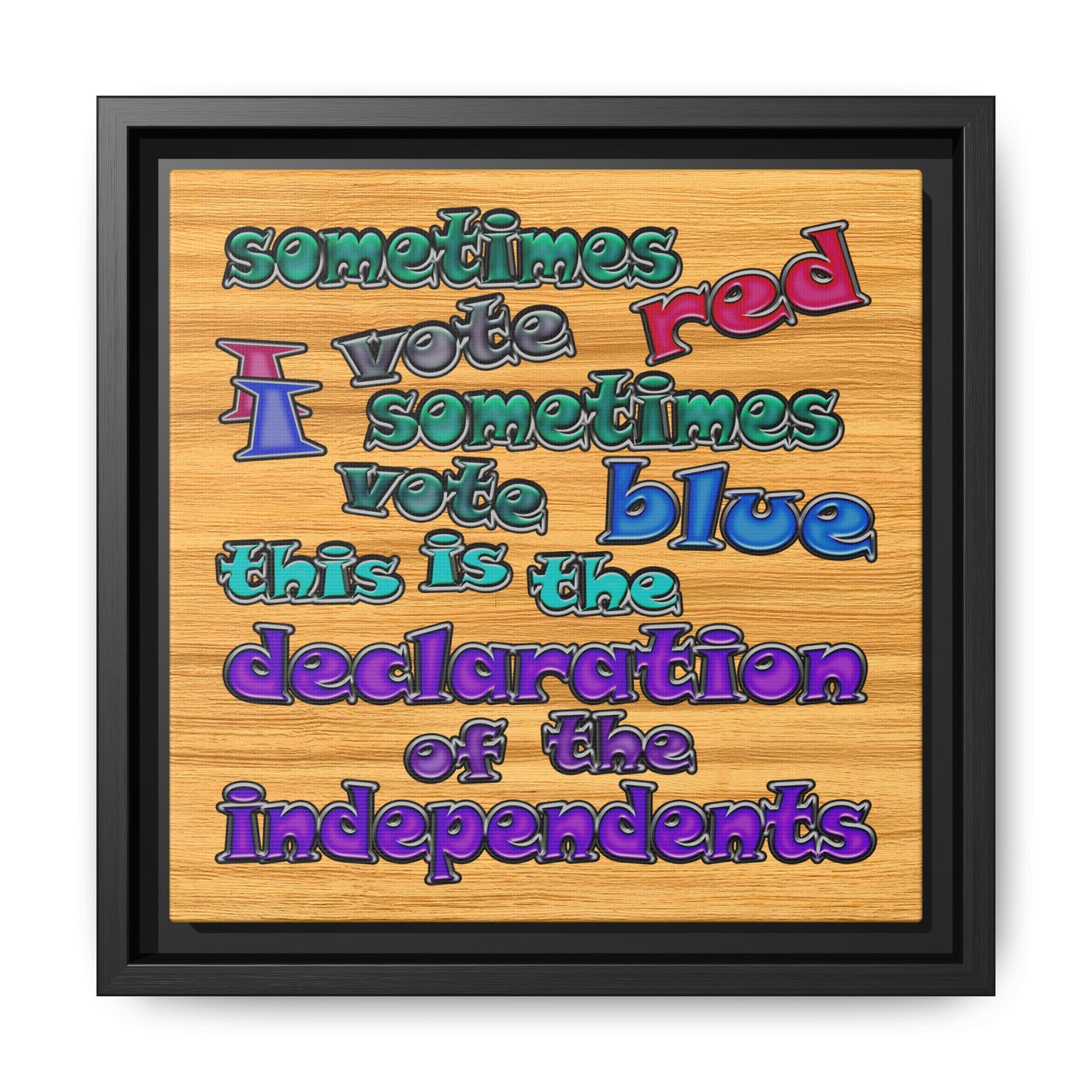 declaration of the independents - framed canvas art (butterscotch wood finish)