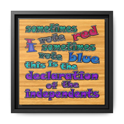 declaration of the independents - framed canvas art (butterscotch wood finish)