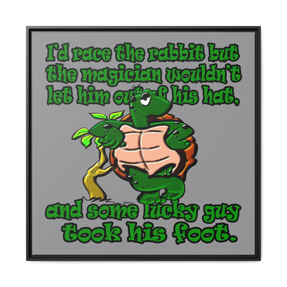 turtle race - framed canvas art (grey)