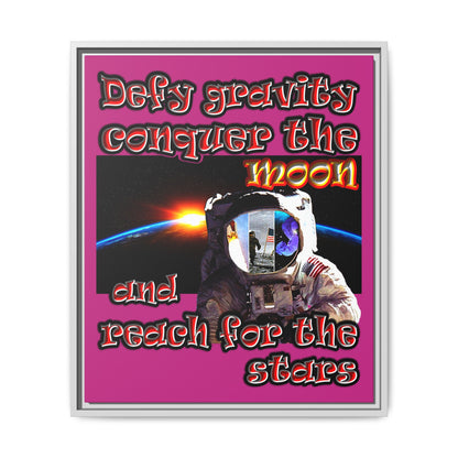 defy conquer reach - framed canvas art (pink)