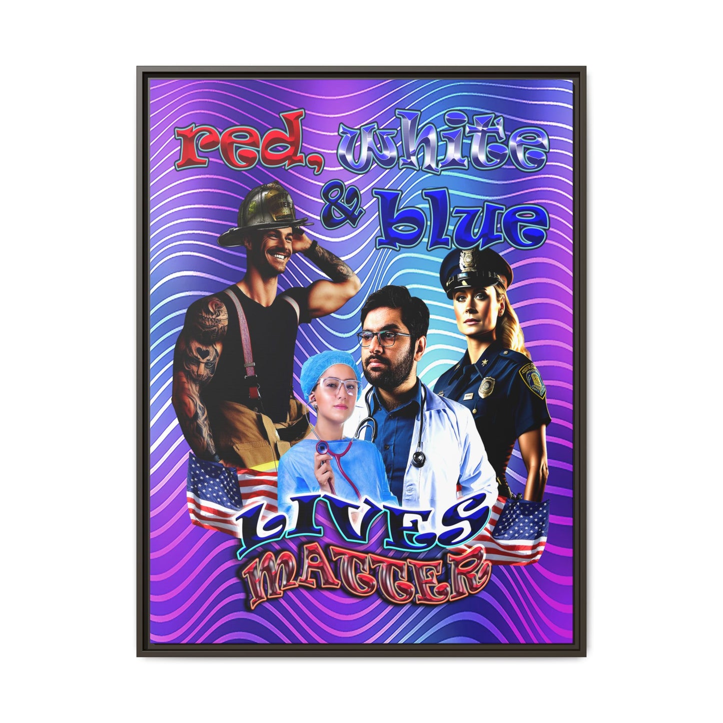 rw&b lives matter - framed canvas art (purple wave)