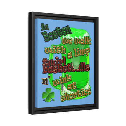 celtics logo - framed canvas art (light blue)