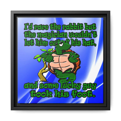 turtle race - framed canvas art (blue-white wave)