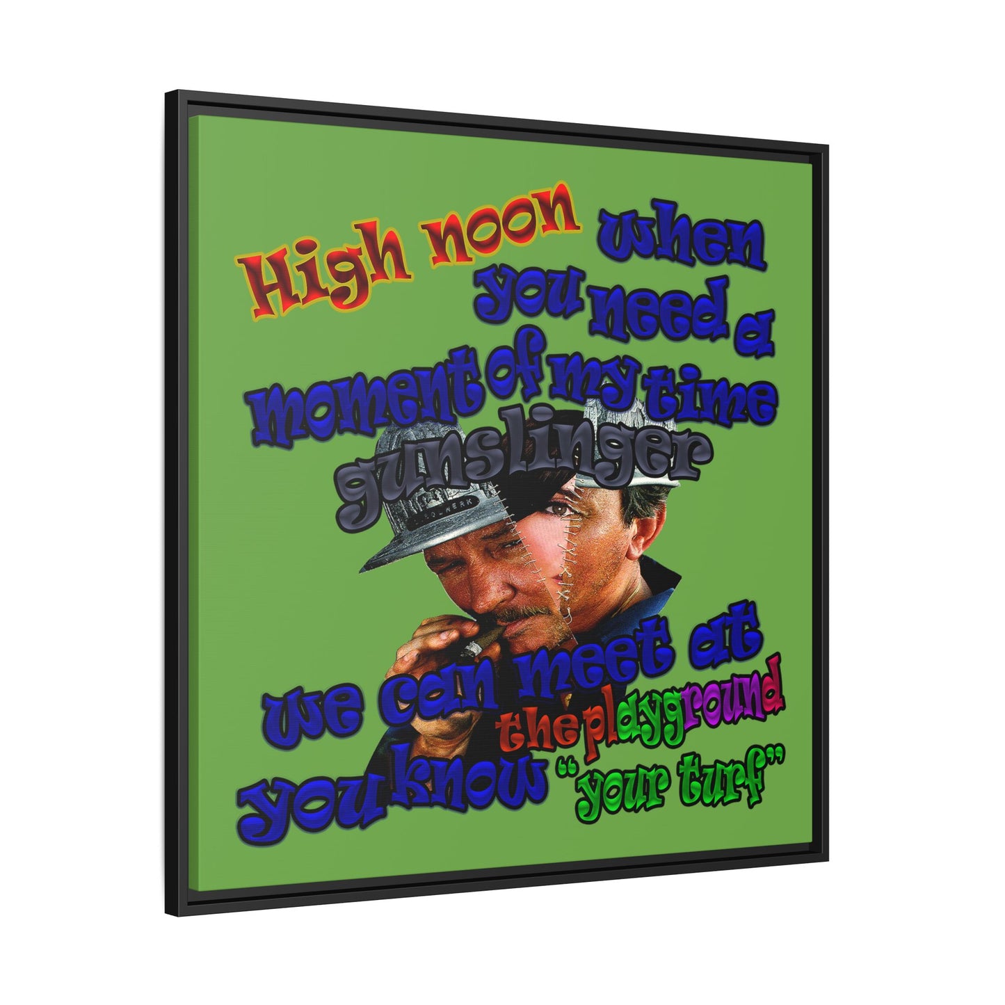 high noon - framed canvas art (green)