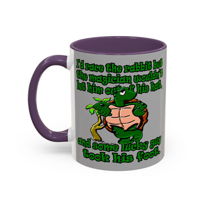 turtle race - Accent Mug (light grey)