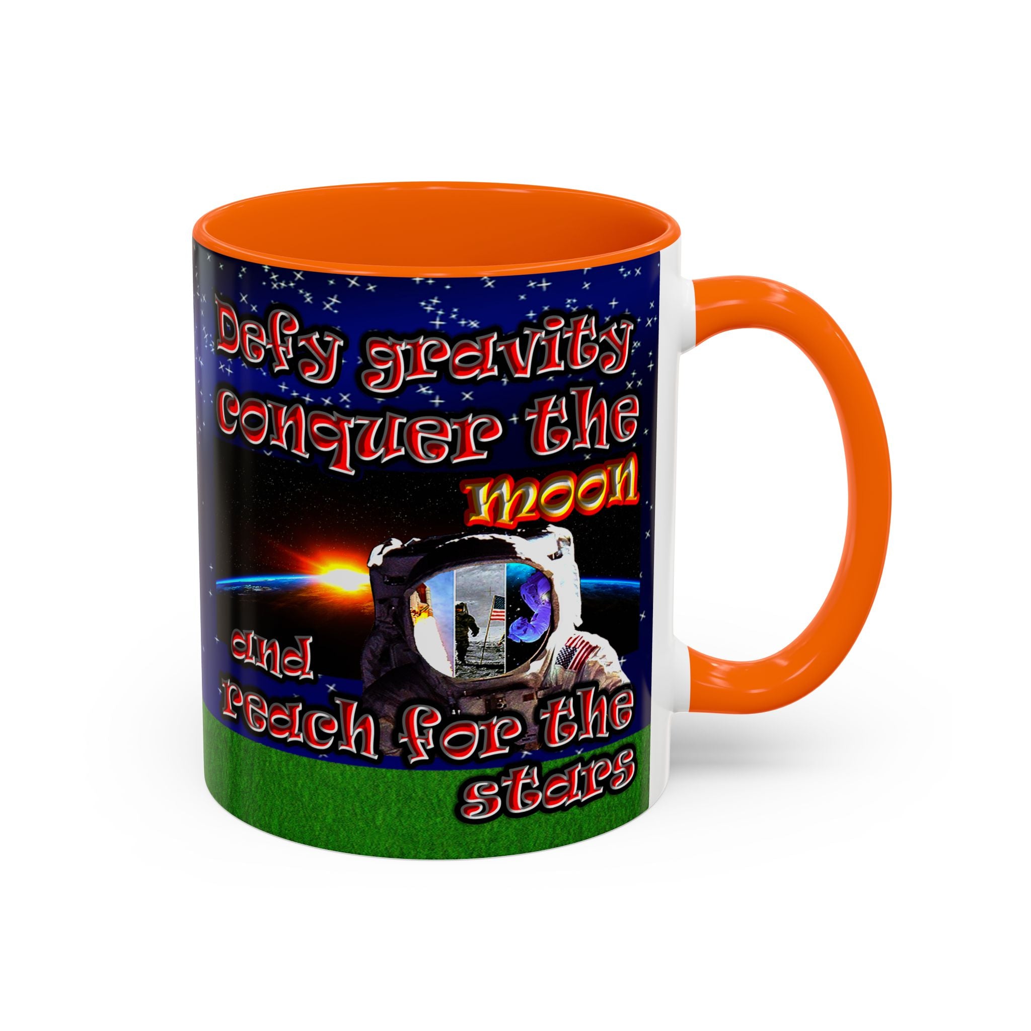 defy conquer reach - Accent Mug ('snoops' background)
