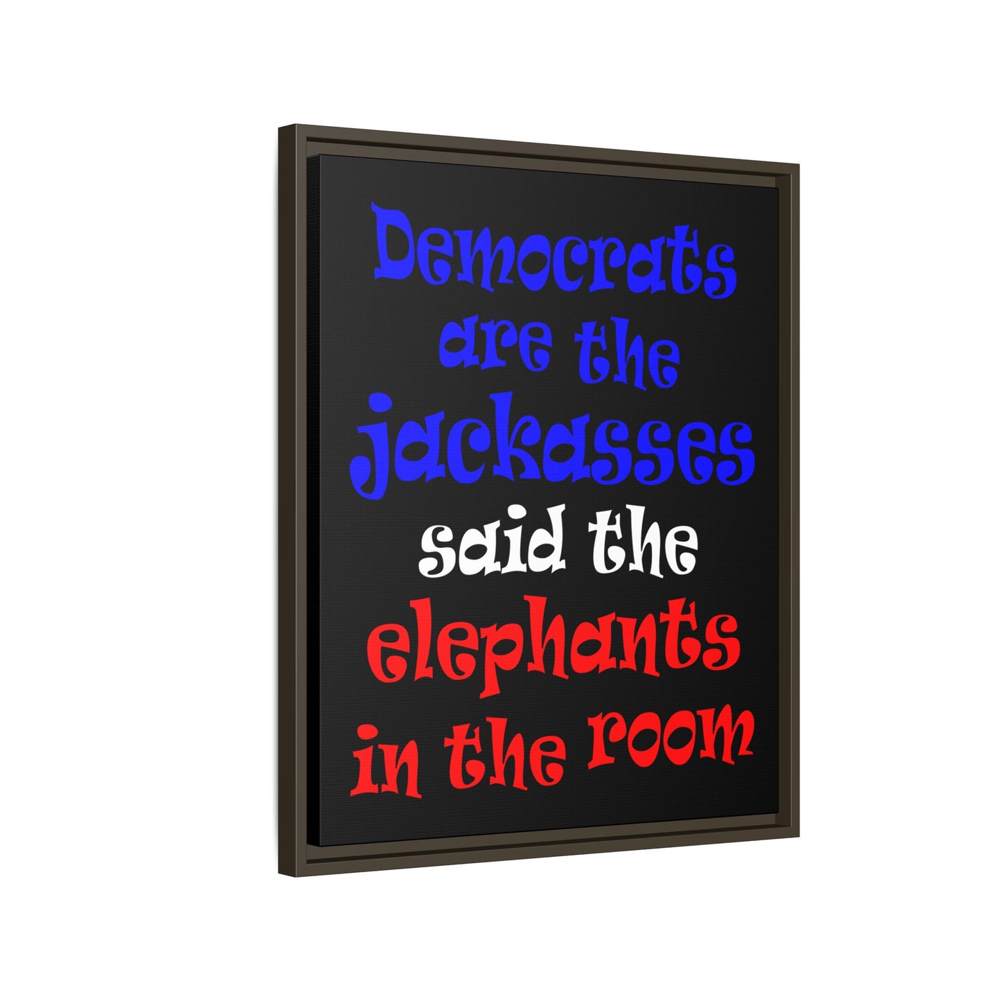 donkeys and elephants - framed canvas art (black)