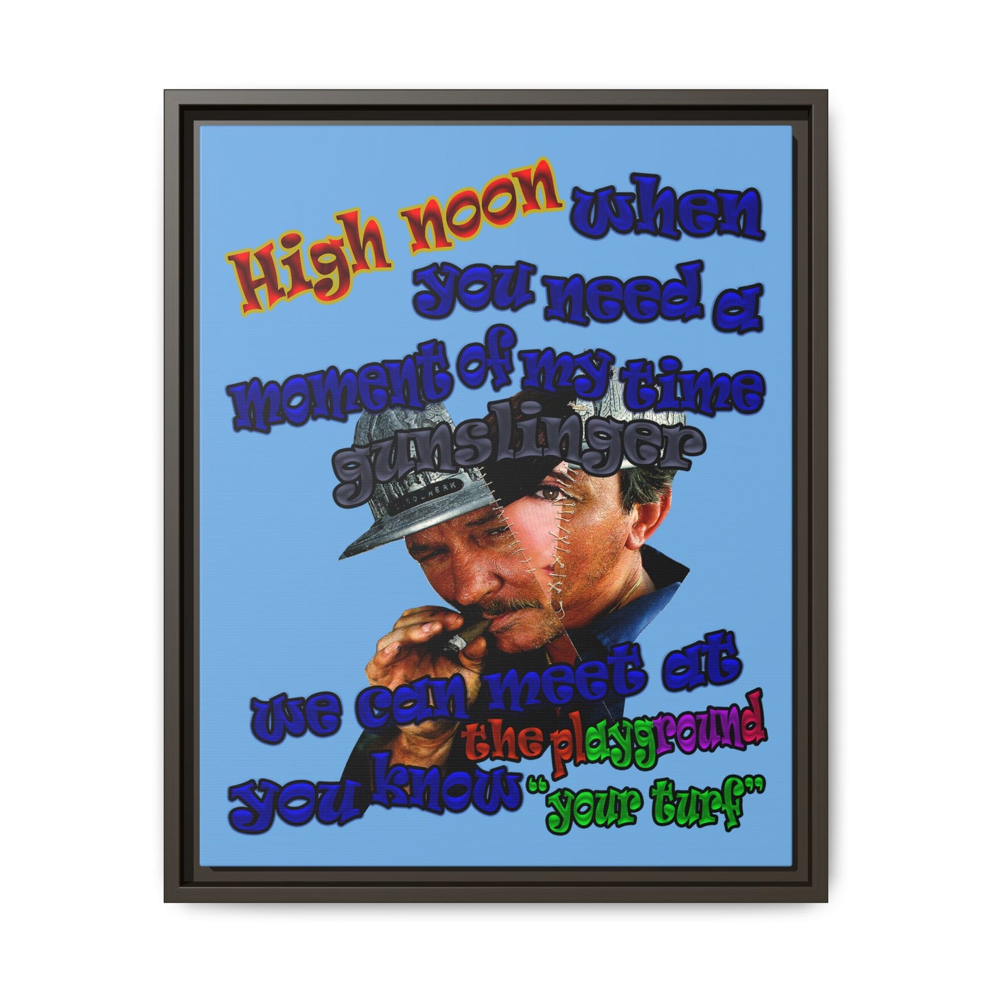 high noon - framed canvas art (light blue)