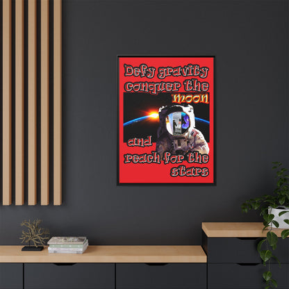 defy conquer reach - framed canvas art (red)