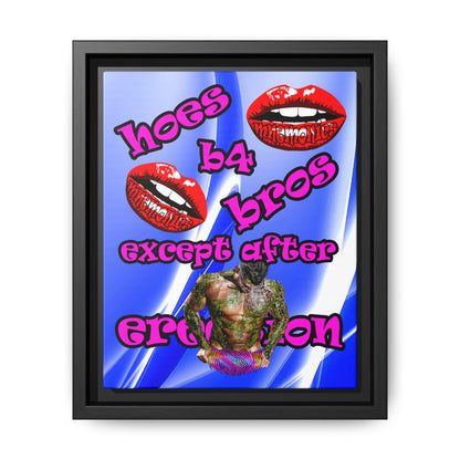 hoes b4 bros - framed canvas art (blue-white wave)