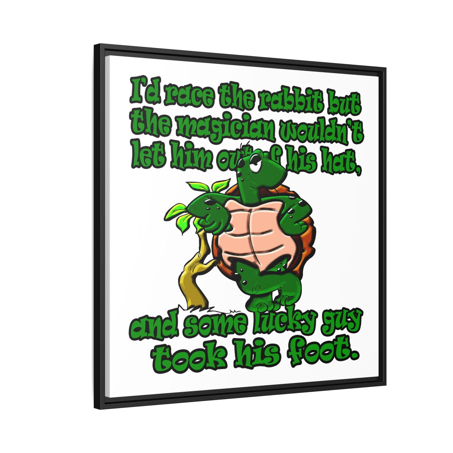 turtle race - framed canvas art (white)