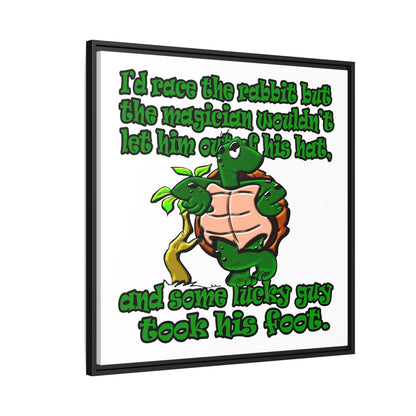 turtle race - framed canvas art (white)