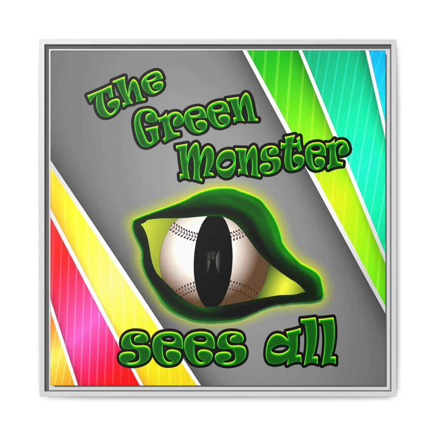 green monster - framed canvas art (rainbow split)