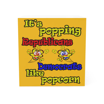 popping like popcorn - note cube (yellow)