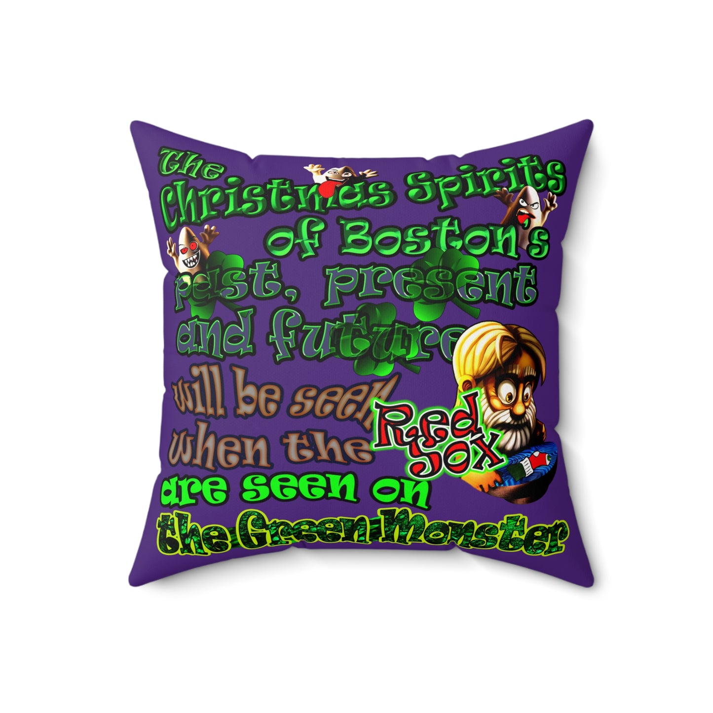 christmas spirits of boston - Faux Suede Square Pillow - (purple)