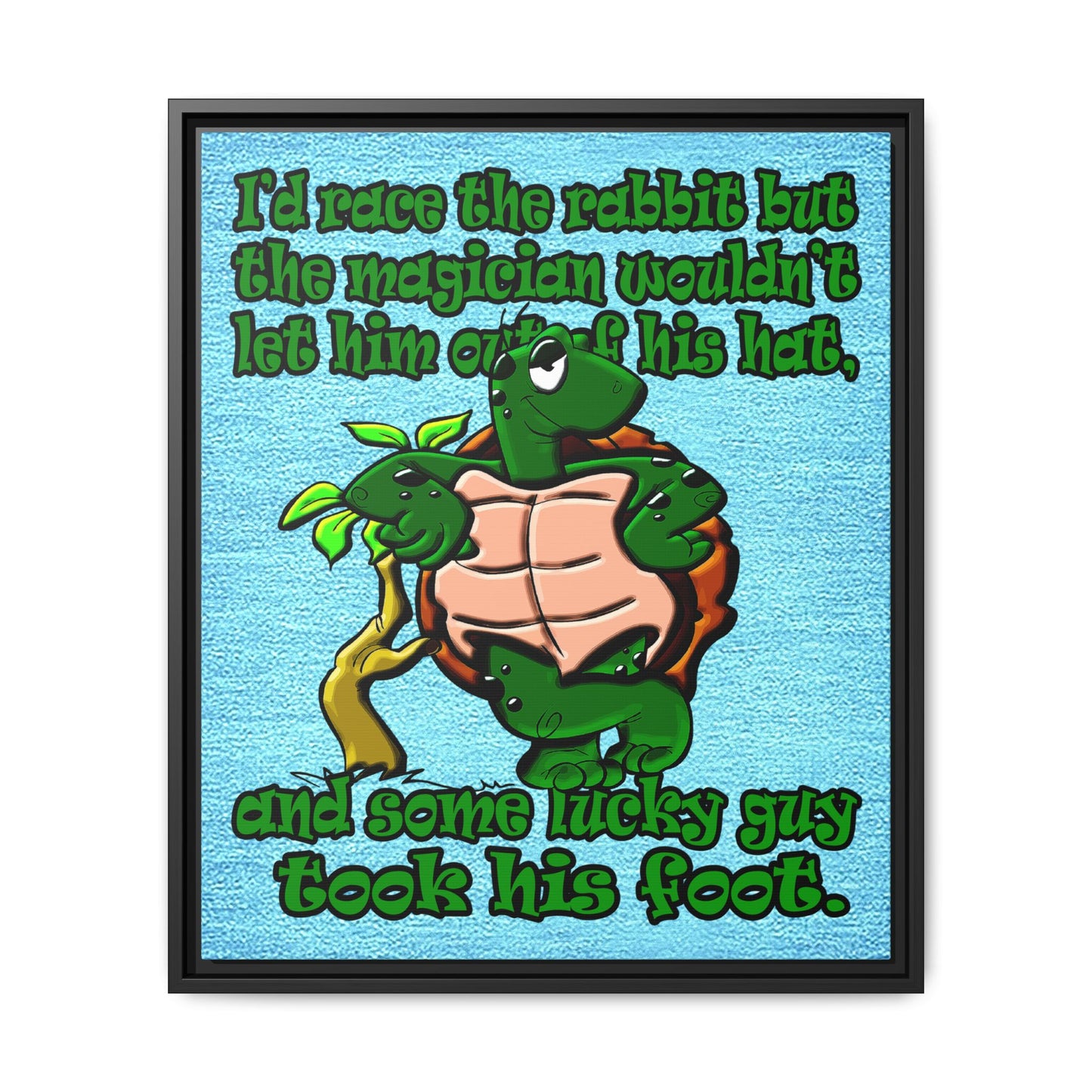 turtle race - framed canvas art (faded blue)