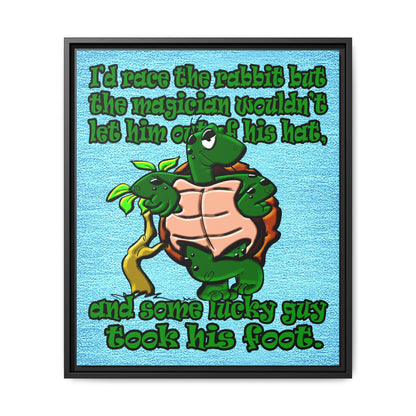 turtle race - framed canvas art (faded blue)