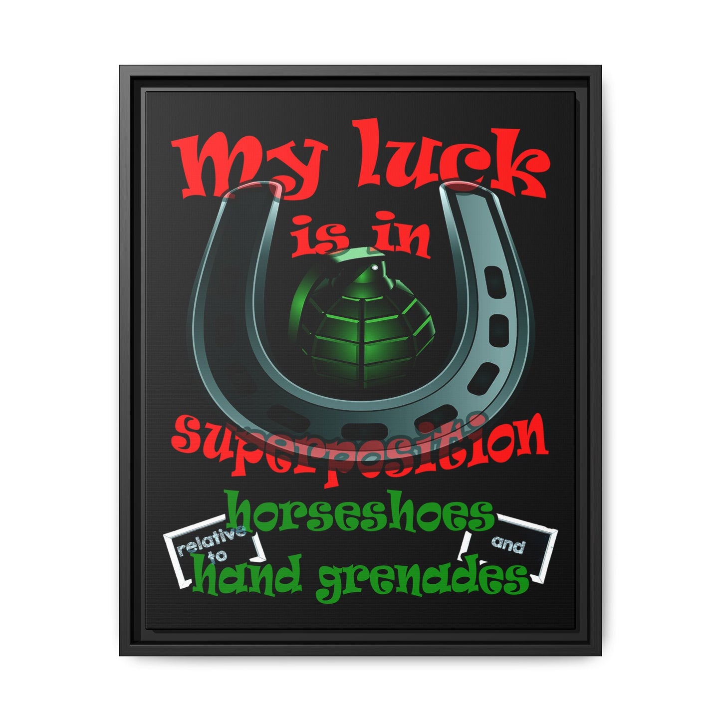 my luck - framed canvas art (black)