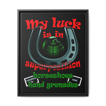 my luck - framed canvas art (black)