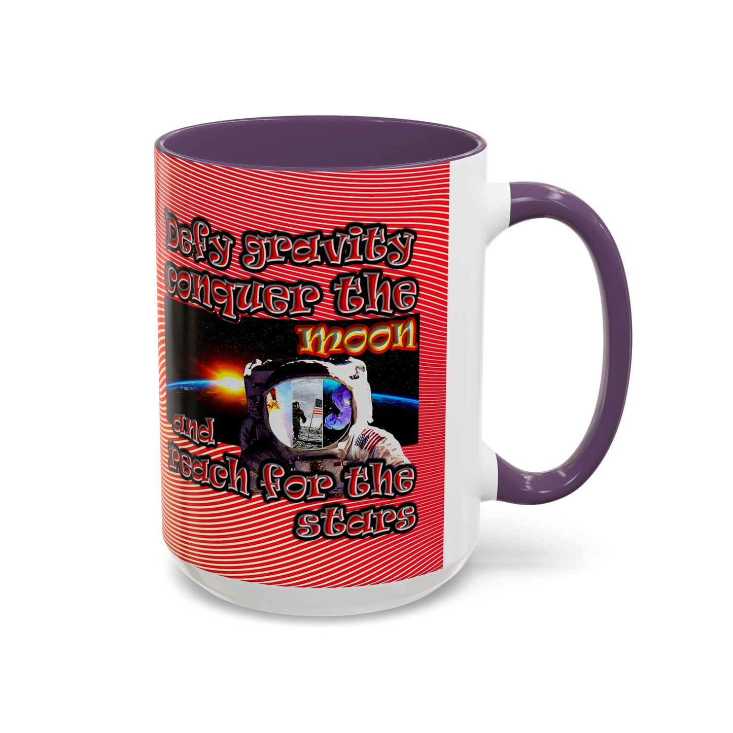 defy conquer reach - Accent Mug (yellow-orange wave)