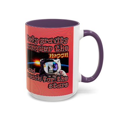 defy conquer reach - Accent Mug (yellow-orange wave)