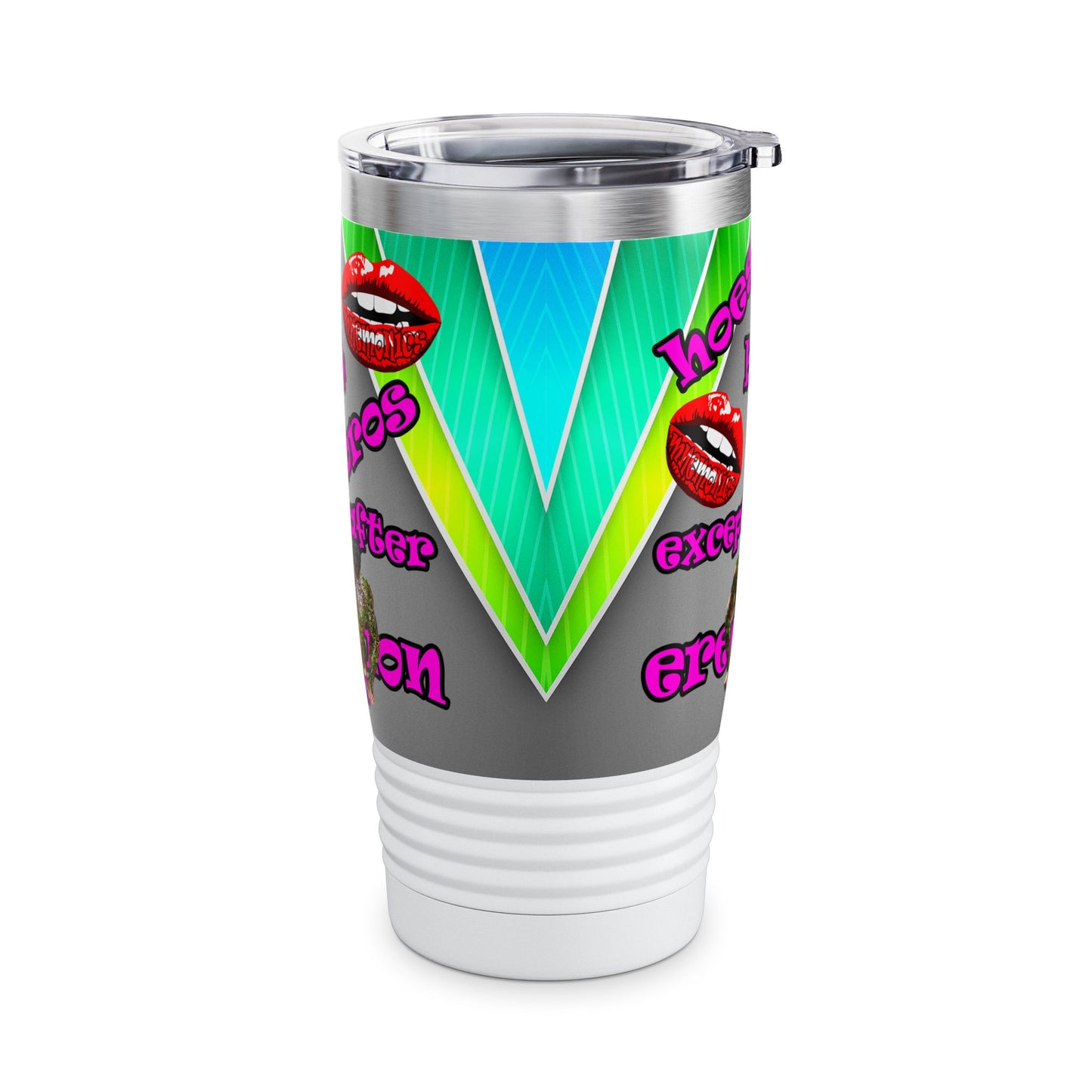 hoes b4 bros - Ringneck Tumbler, 20oz (rainbow split)