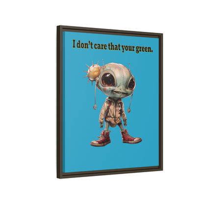 I don't care that your green - framed canvas art (turquoise)