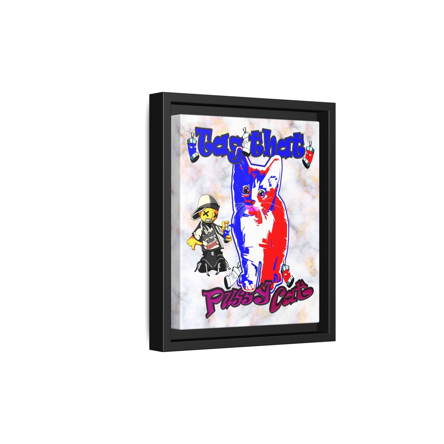 tag that - framed canvas art (white marble)