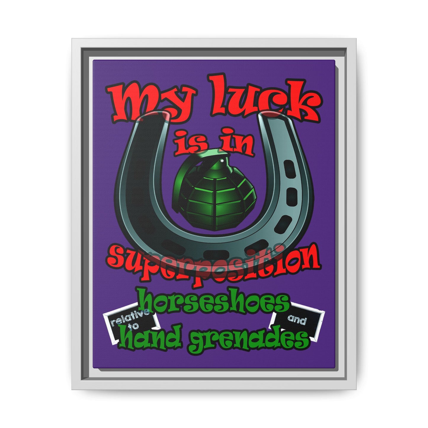 my luck - framed canvas art (purple)
