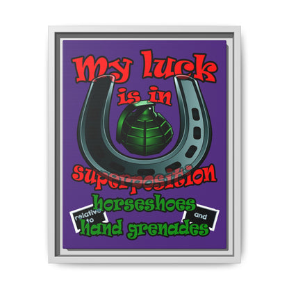 my luck - framed canvas art (purple)