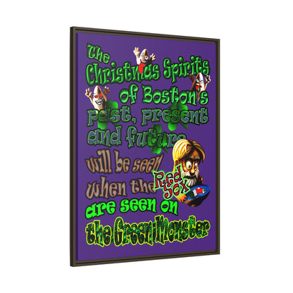 christmas spirits of boston - framed canvas art (purple)