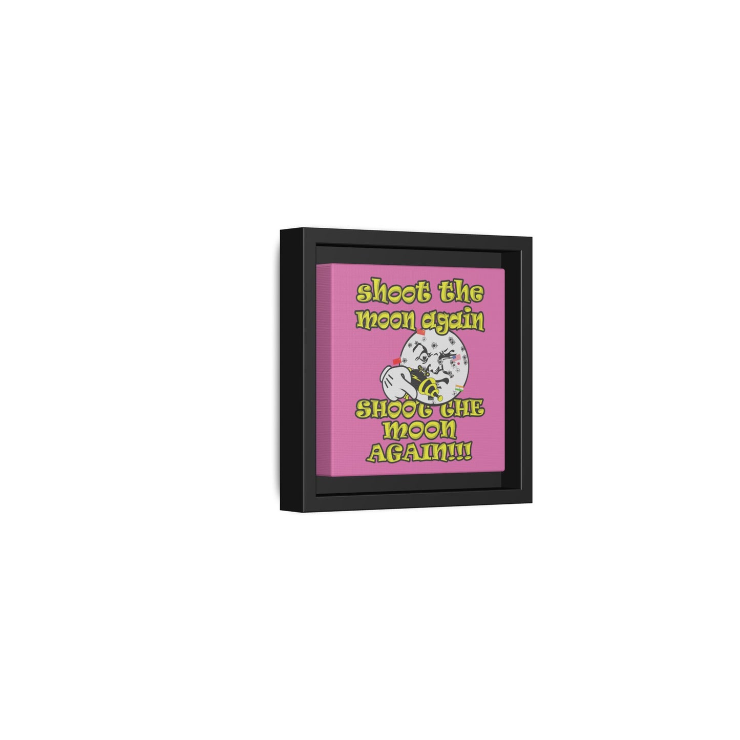 shoot the moon again - framed canvas art (light pink)