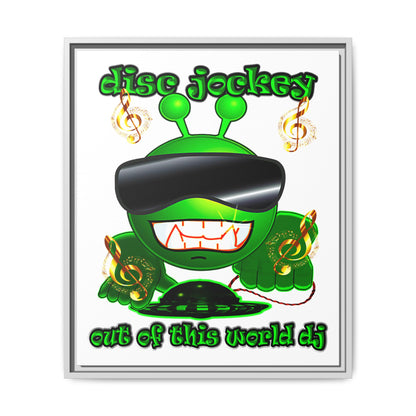 disc jockey - framed canvas art (white)