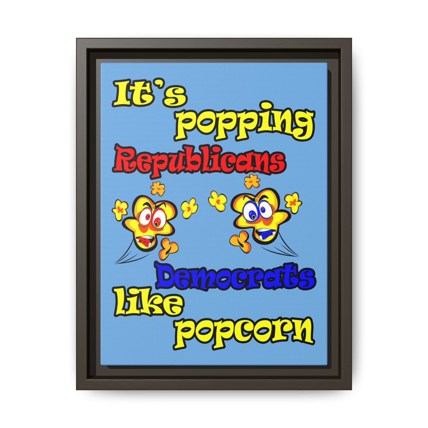 popping like popcorn - framed canvas art (light blue)