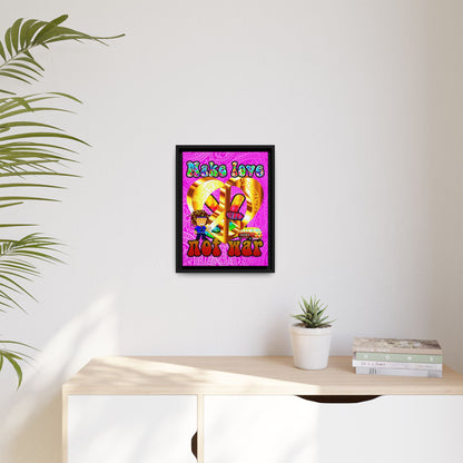 love peace - framed canvas art (pink swirl)