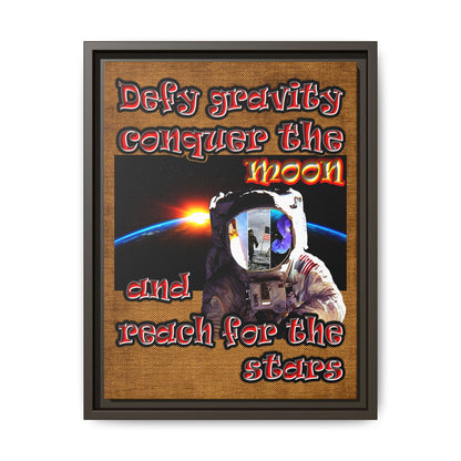 defy conquer reach - framed canvas art (brown papyrus)