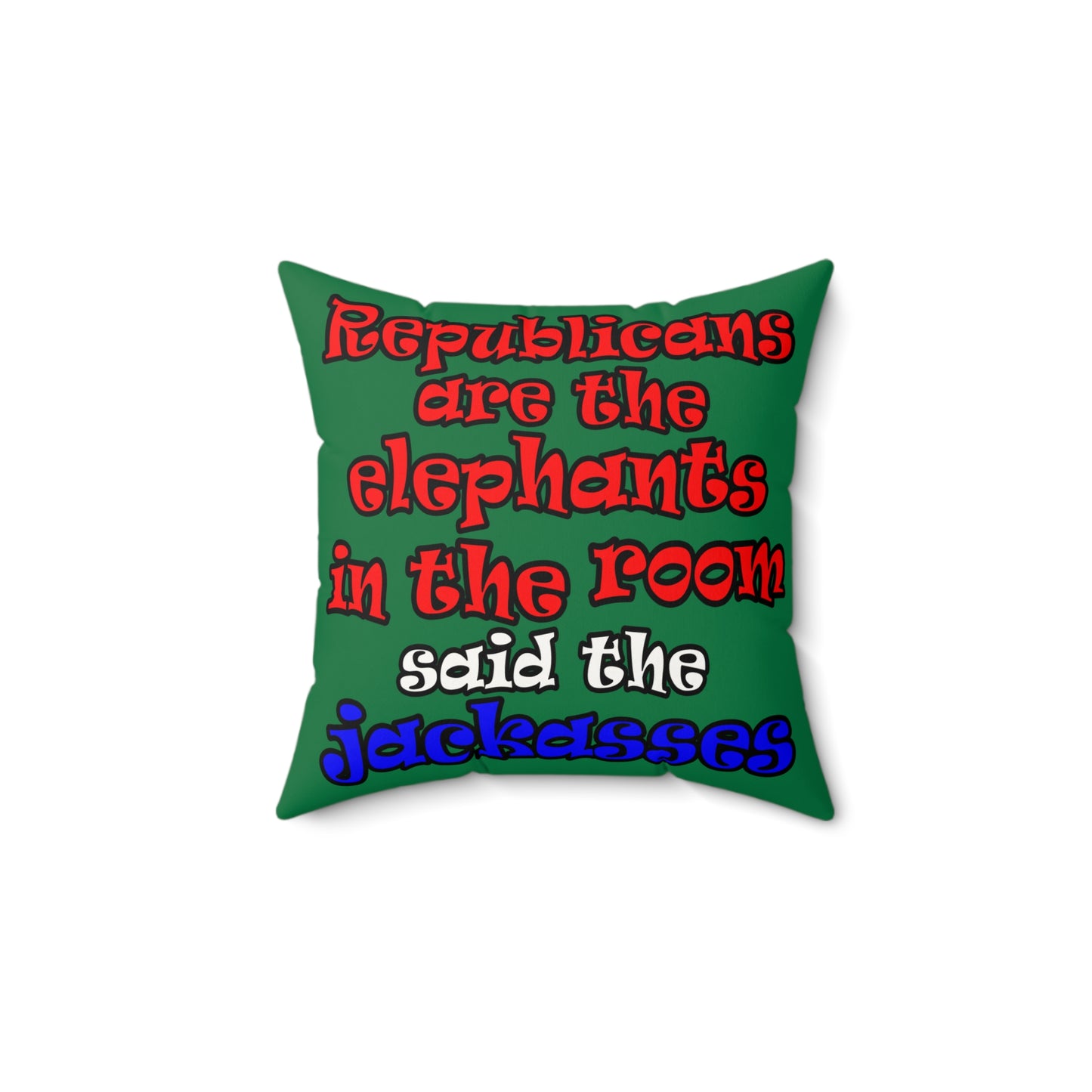 donkeys and elephants - Faux Suede Square Pillow - (dark green)