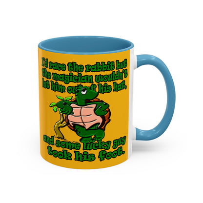 turtle race - Accent Mug (yellow)