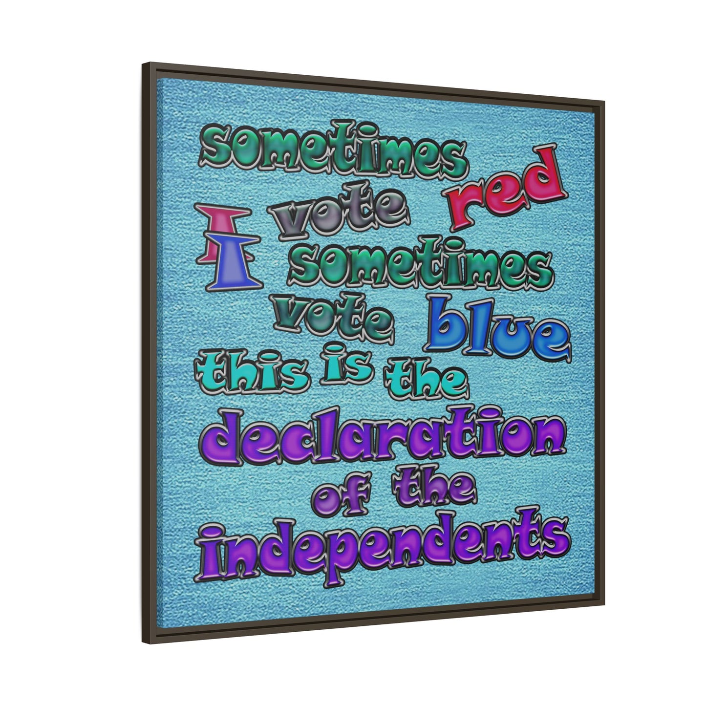 declaration of the independents - framed canvas art (faded blue)