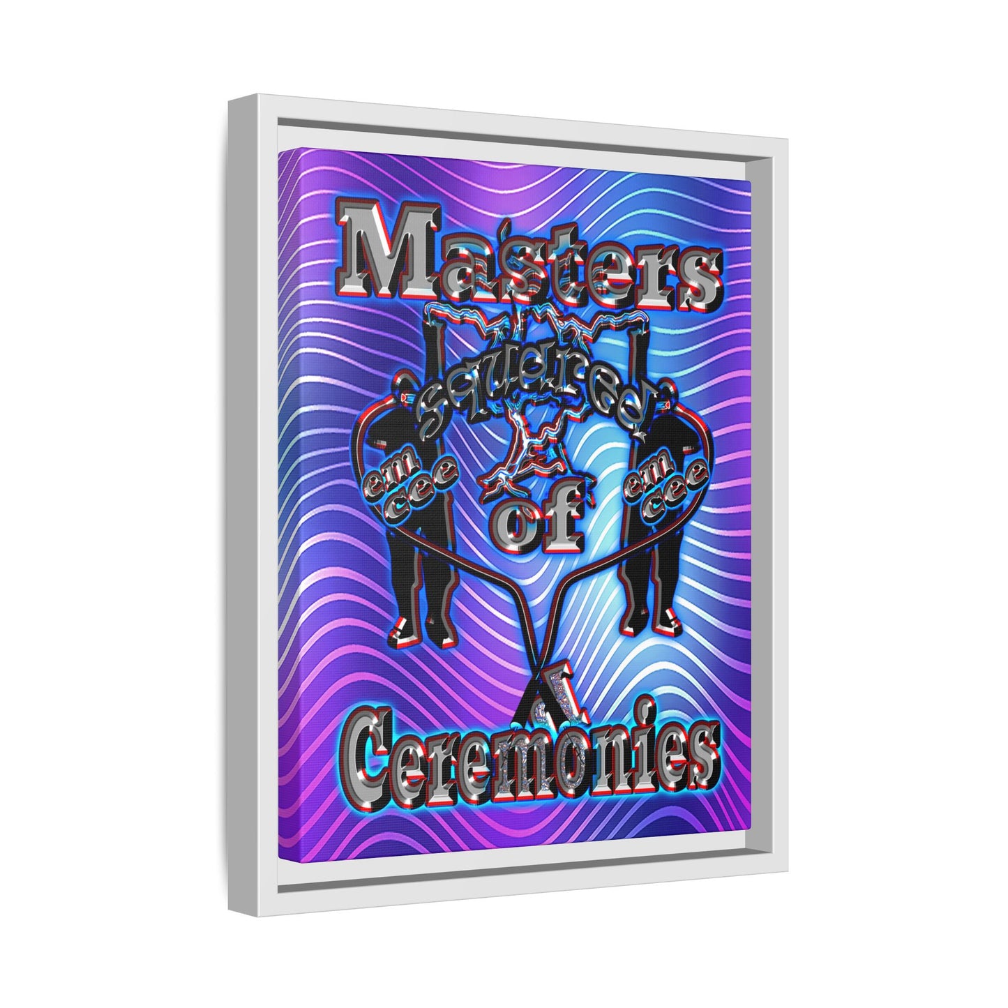 em cee squared - framed canvas art (purple wave)