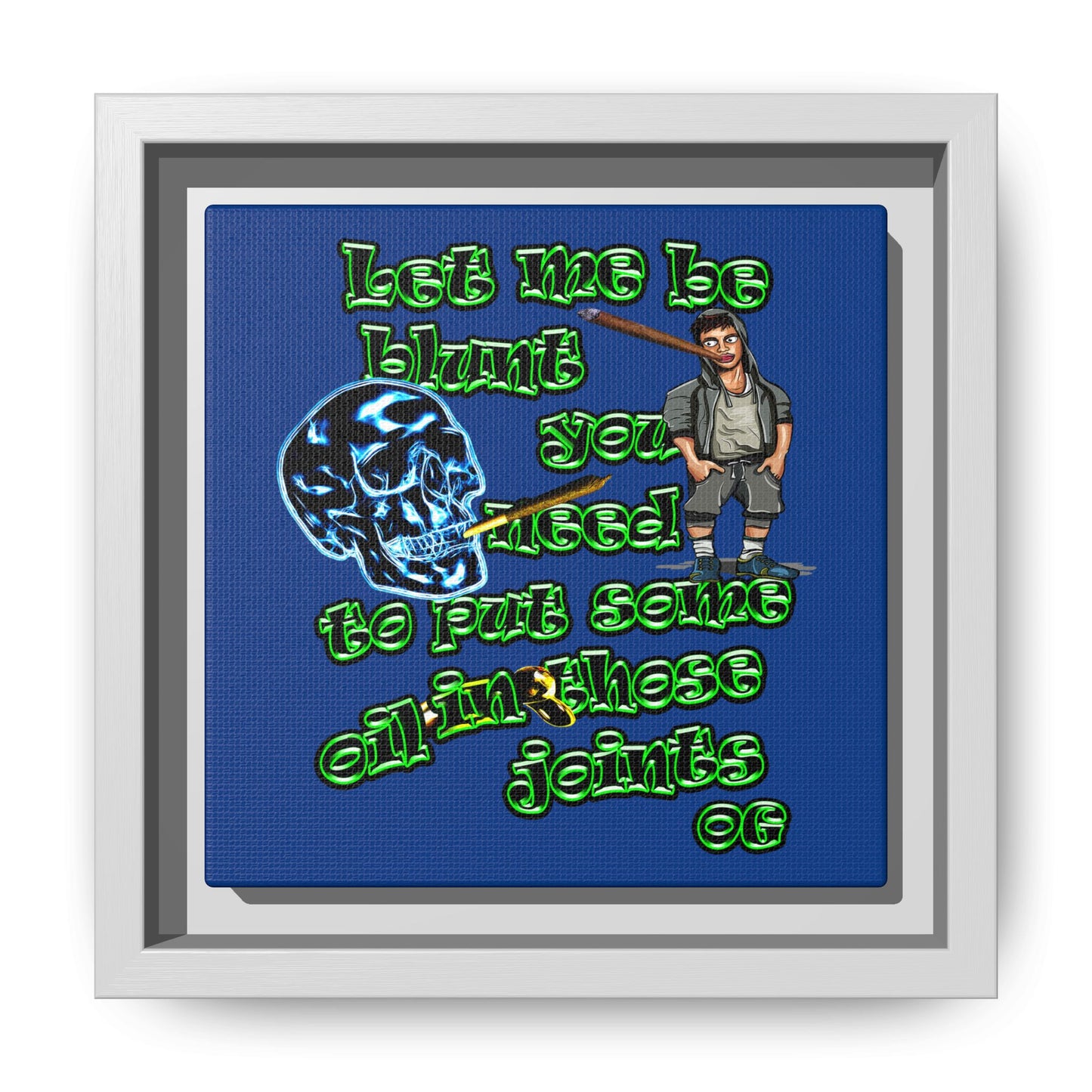 og - framed canvas art (dark blue)
