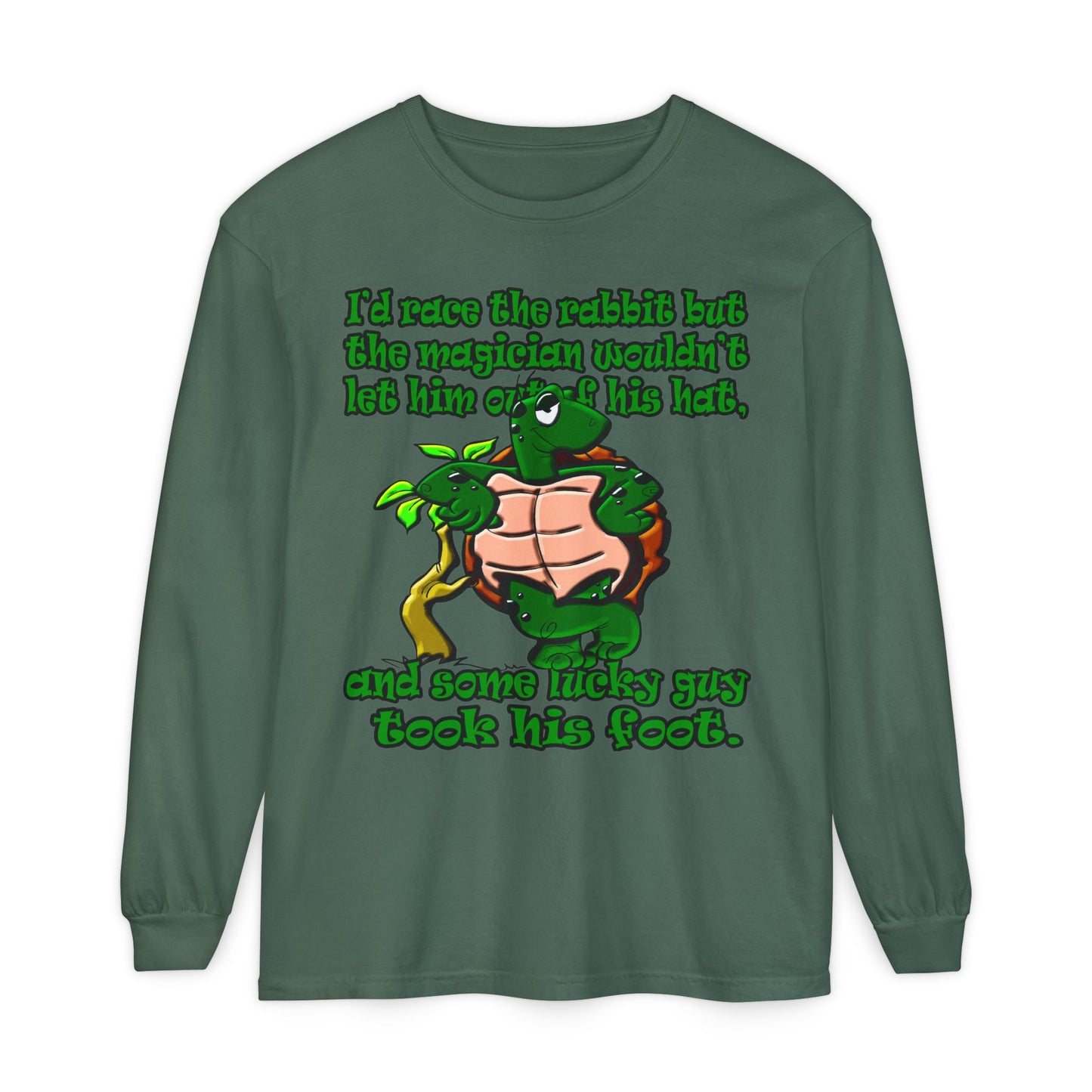 turtle race - Unisex Garment-dyed Long Sleeve T-Shirt